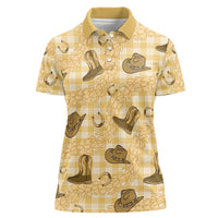 Yellow Palaka Hawaii Cowboy Women Polo Shirt Puakenikeni Lei Paniolo Papale Seamless Vibes - Polynesian Pride
