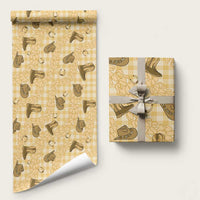Yellow Palaka Hawaii Cowboy Wrapping Paper Puakenikeni Lei Paniolo Papale Seamless Vibes LT14 58" × 23" Yellow - Polynesian Pride