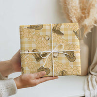 Yellow Palaka Hawaii Cowboy Wrapping Paper Puakenikeni Lei Paniolo Papale Seamless Vibes LT14 - Polynesian Pride