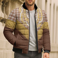 Aloha Hawaii Cowboy Custome Bomber Puffer Jacket Puakenikeni Lei Palaka Tassel Style - Polynesian Pride