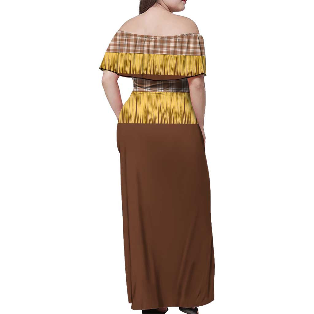 Aloha Hawaii Cowboy Custome Family Matching Off Shoulder Maxi Dress and Hawaiian Shirt Puakenikeni Lei Palaka Tassel Style LT14 - Polynesian Pride