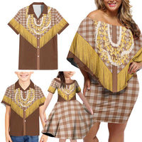 Aloha Hawaii Cowboy Custome Family Matching Off Shoulder Short Dress and Hawaiian Shirt Puakenikeni Lei Palaka Tassel Style LT14 - Polynesian Pride