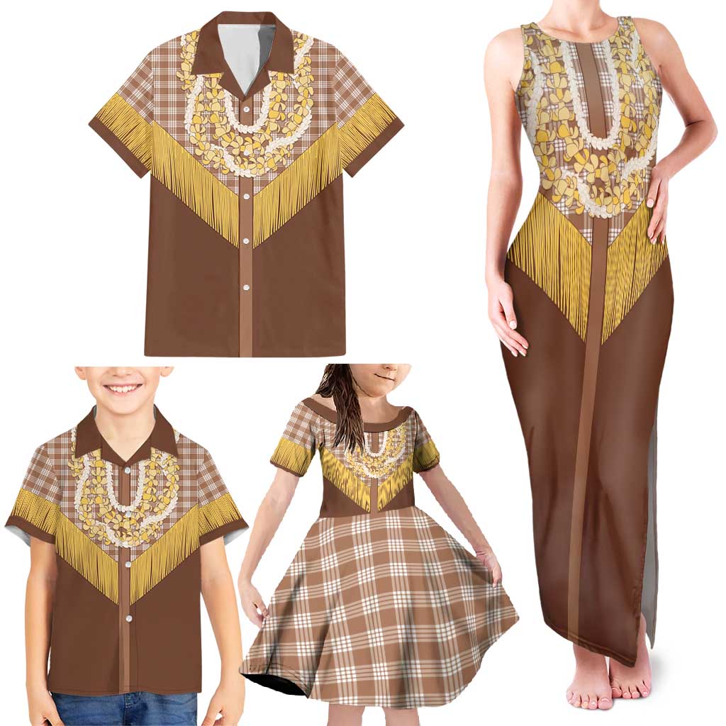 Aloha Hawaii Cowboy Custome Family Matching Tank Maxi Dress and Hawaiian Shirt Puakenikeni Lei Palaka Tassel Style LT14 - Polynesian Pride
