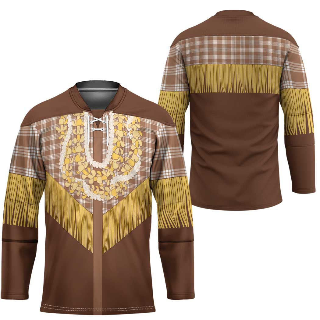 Aloha Hawaii Cowboy Custome Hockey Jersey Puakenikeni Lei Palaka Tassel Style LT14 - Polynesian Pride
