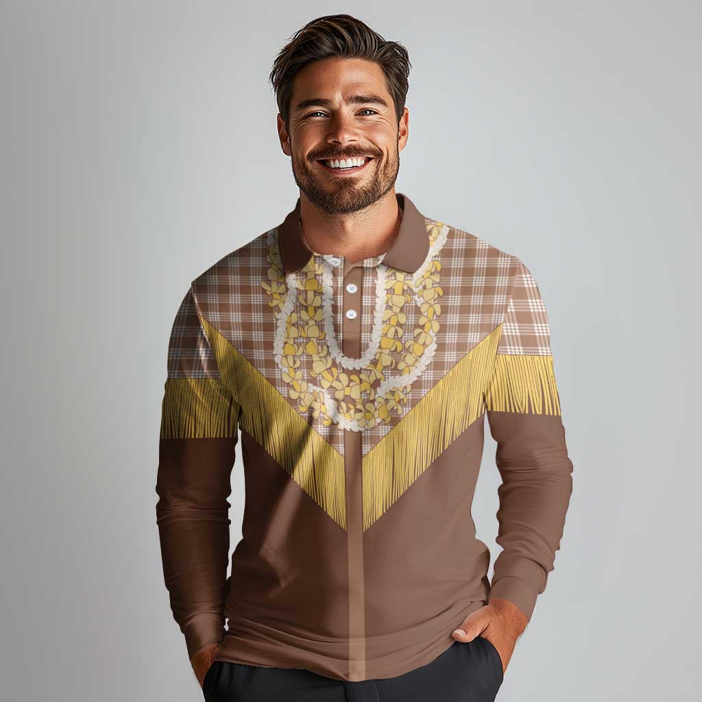 Aloha Hawaii Cowboy Custome Long Sleeve Polo Shirt Puakenikeni Lei Palaka Tassel Style LT14 - Polynesian Pride