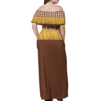 Aloha Hawaii Cowboy Custome Off Shoulder Maxi Dress Puakenikeni Lei Palaka Tassel Style LT14 - Polynesian Pride