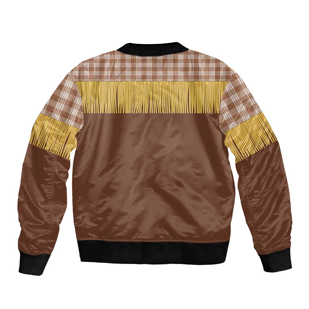 Aloha Hawaii Cowboy Custome Sleeve Zip Bomber Jacket Puakenikeni Lei Palaka Tassel Style - Polynesian Pride