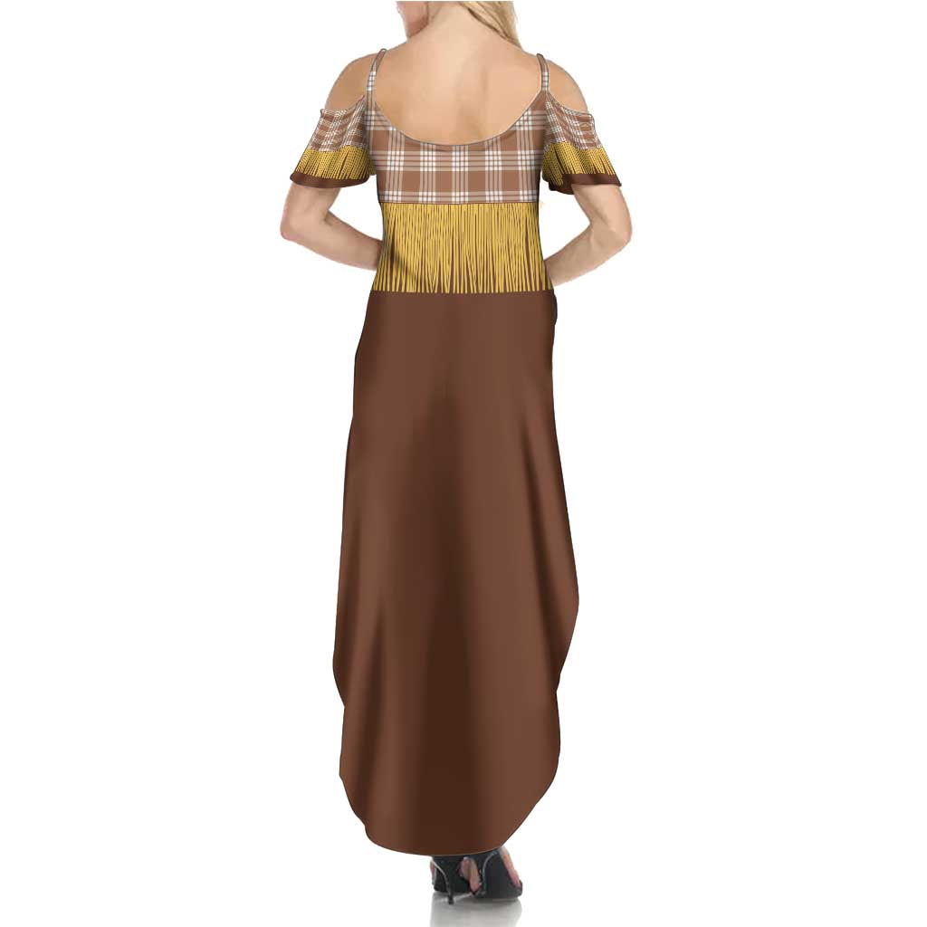 Aloha Hawaii Cowboy Custome Summer Maxi Dress Puakenikeni Lei Palaka Tassel Style LT14 - Polynesian Pride