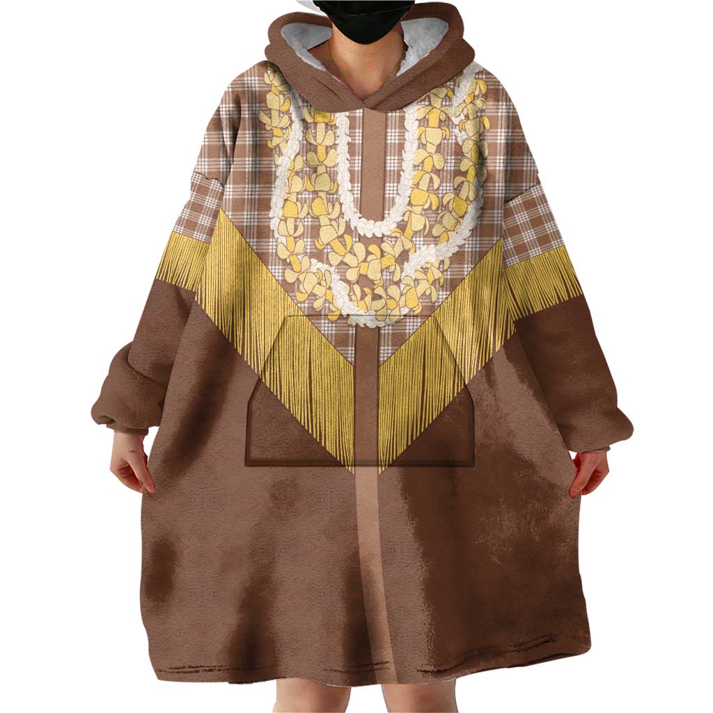 Aloha Hawaii Cowboy Custome Wearable Blanket Hoodie Puakenikeni Lei Palaka Tassel Style LT14 - Polynesian Pride