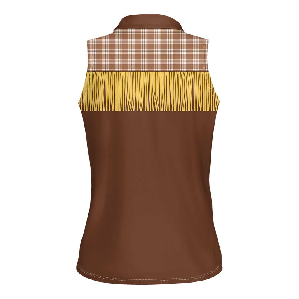 Aloha Hawaii Cowboy Custome Women Sleeveless Polo Shirt Puakenikeni Lei Palaka Tassel Style LT14 - Polynesian Pride