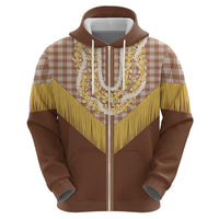 Aloha Hawaii Cowboy Custome Zip Hoodie Puakenikeni Lei Palaka Tassel Style LT14 - Polynesian Pride