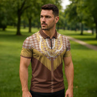 Aloha Hawaii Cowboy Custome Zipper Polo Shirt Puakenikeni Lei Palaka Tassel Style LT14 - Polynesian Pride