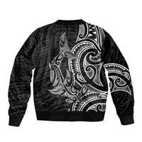 New Zealand Hammerhead Shark Bomber Jacket Maori Haehae Mangopare Black LT14 - Polynesian Pride