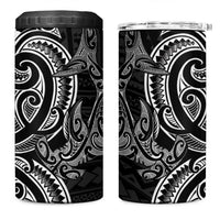 New Zealand Hammerhead Shark 4 in 1 Can Cooler Tumbler Maori Haehae Mangopare Black LT14 One Size: 16 oz Black - Polynesian Pride