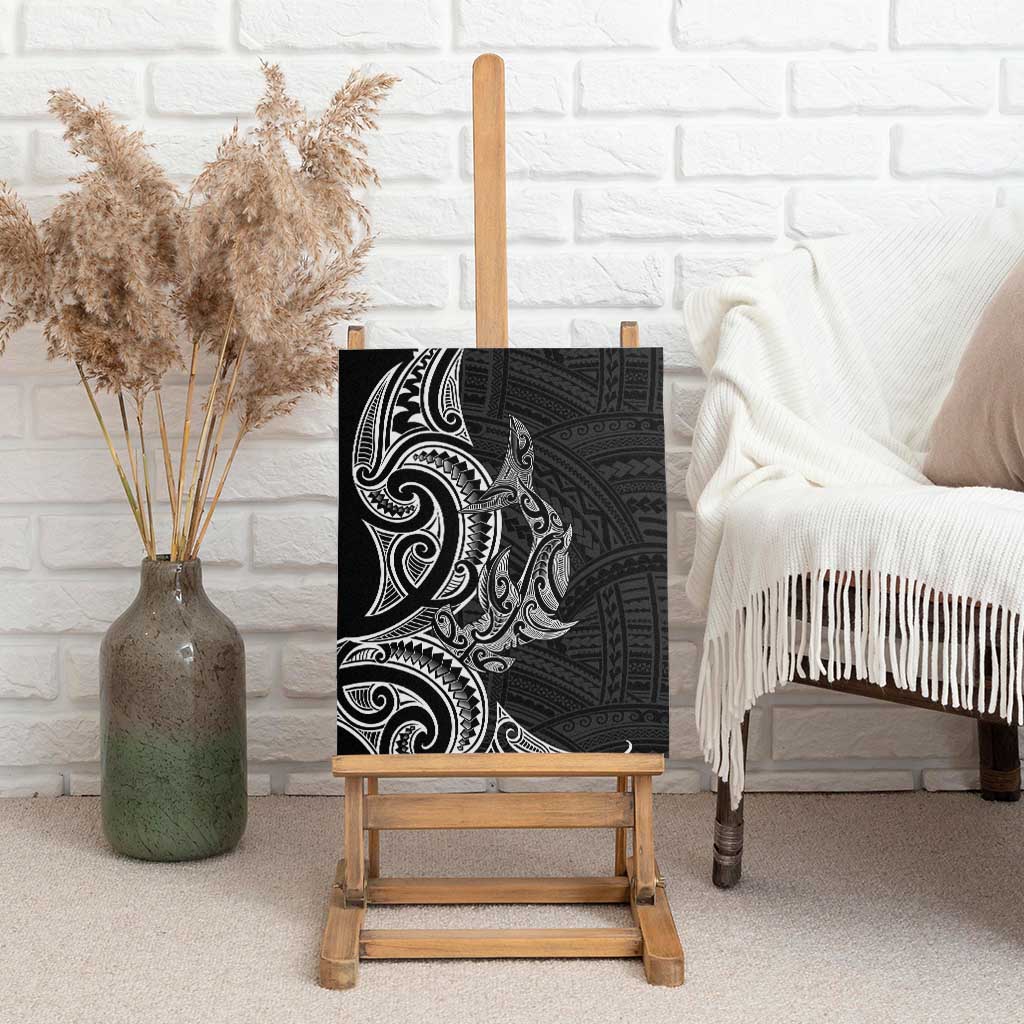New Zealand Hammerhead Shark Canvas Wall Art Maori Haehae Mangopare Black - Polynesian Pride