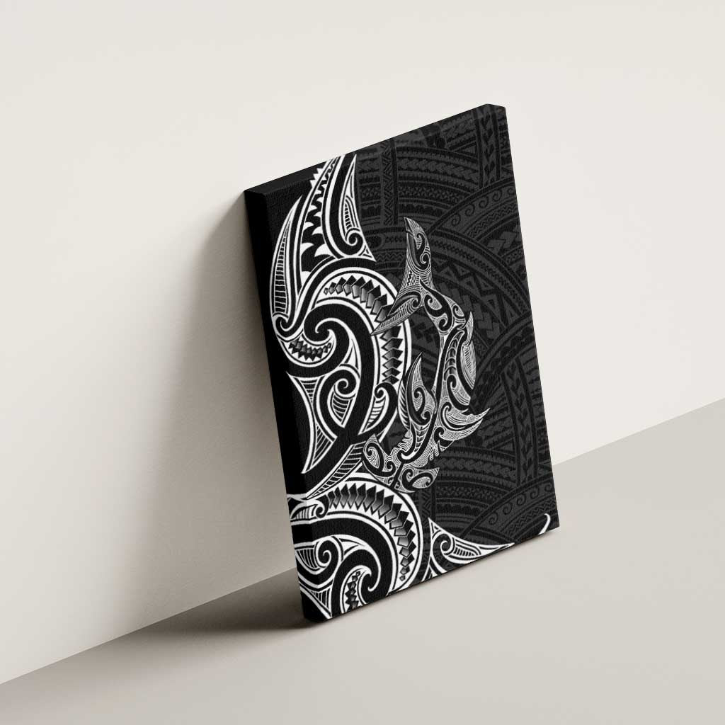New Zealand Hammerhead Shark Canvas Wall Art Maori Haehae Mangopare Black - Polynesian Pride