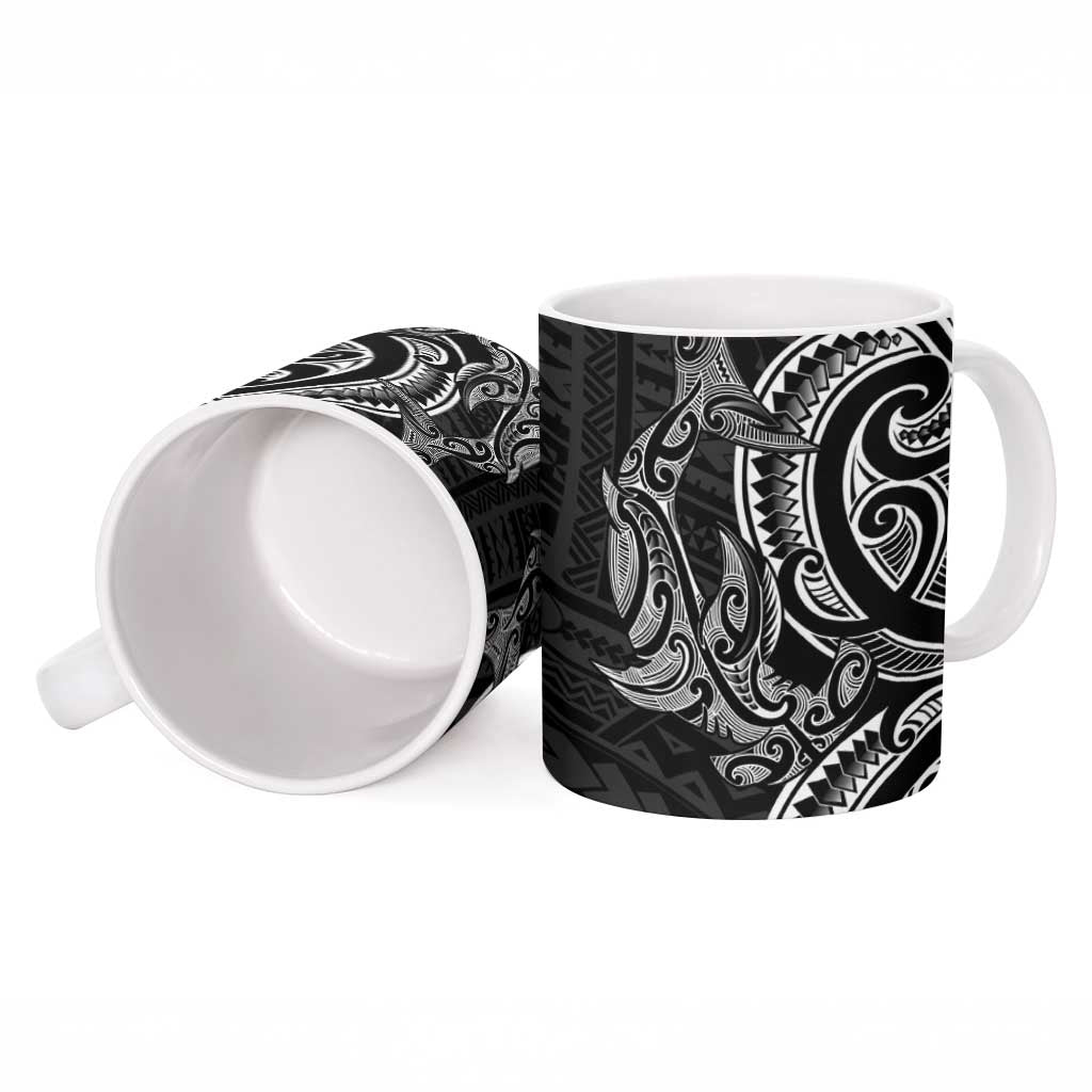 New Zealand Hammerhead Shark Ceramic Mug Maori Haehae Mangopare Black - Polynesian Pride