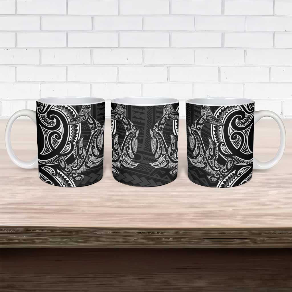 New Zealand Hammerhead Shark Ceramic Mug Maori Haehae Mangopare Black - Polynesian Pride