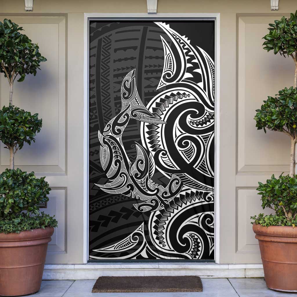 New Zealand Hammerhead Shark Door Cover Maori Haehae Mangopare Black LT14 Black - Polynesian Pride