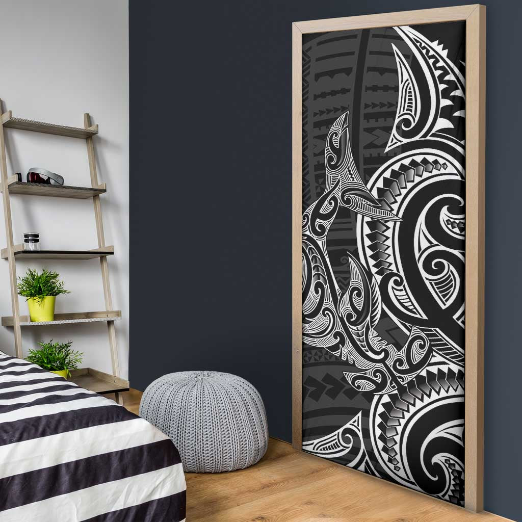 New Zealand Hammerhead Shark Door Cover Maori Haehae Mangopare Black LT14 - Polynesian Pride