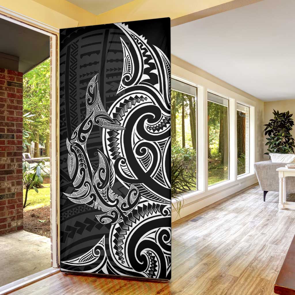New Zealand Hammerhead Shark Door Cover Maori Haehae Mangopare Black LT14 - Polynesian Pride