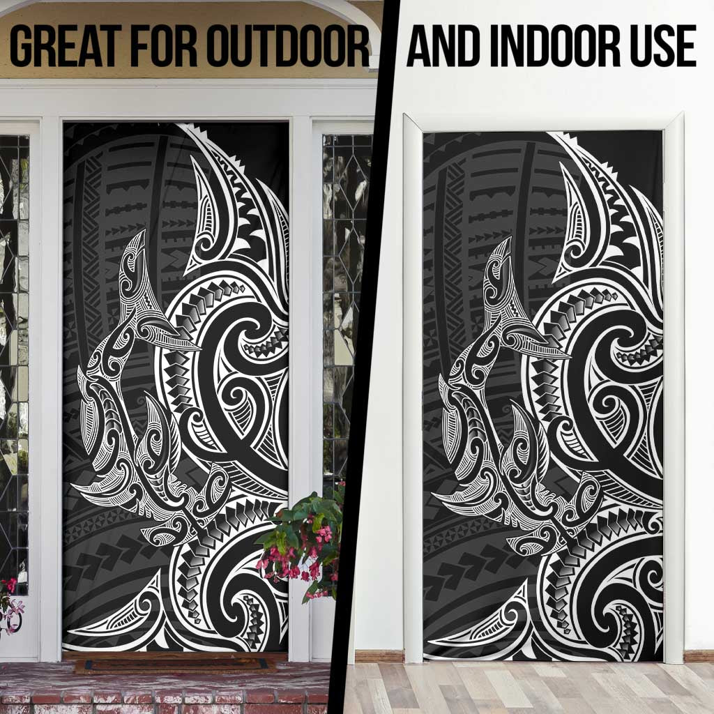 New Zealand Hammerhead Shark Door Cover Maori Haehae Mangopare Black LT14 - Polynesian Pride