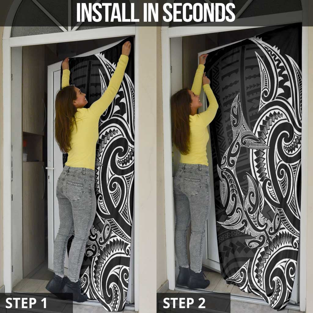 New Zealand Hammerhead Shark Door Cover Maori Haehae Mangopare Black LT14 - Polynesian Pride
