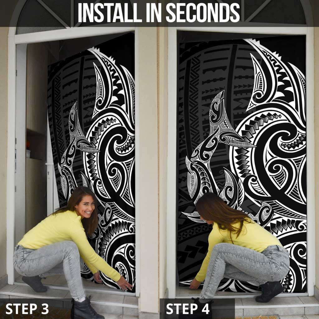 New Zealand Hammerhead Shark Door Cover Maori Haehae Mangopare Black LT14 - Polynesian Pride