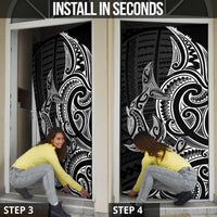 New Zealand Hammerhead Shark Door Cover Maori Haehae Mangopare Black LT14 - Polynesian Pride