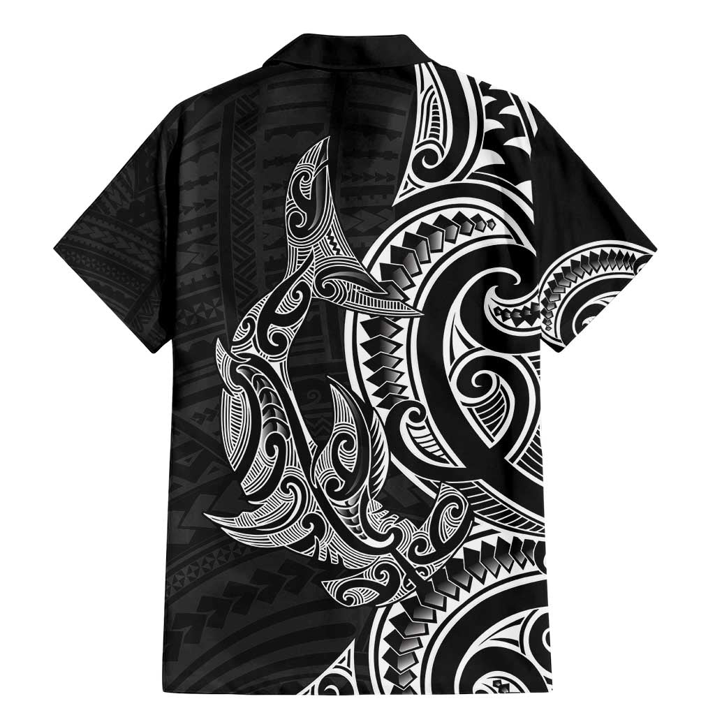 New Zealand Hammerhead Shark Family Matching Mermaid Dress and Hawaiian Shirt Maori Haehae Mangopare Black LT14 - Polynesian Pride