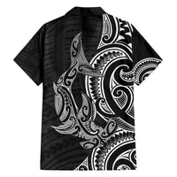 New Zealand Hammerhead Shark Family Matching Off Shoulder Short Dress and Hawaiian Shirt Maori Haehae Mangopare Black LT14 - Polynesian Pride