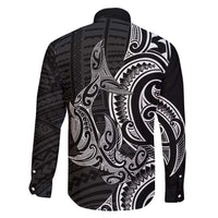 New Zealand Hammerhead Shark Family Matching Puletasi and Hawaiian Shirt Maori Haehae Mangopare Black LT14 - Polynesian Pride