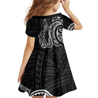 New Zealand Hammerhead Shark Family Matching Summer Maxi Dress and Hawaiian Shirt Maori Haehae Mangopare Black LT14 - Polynesian Pride