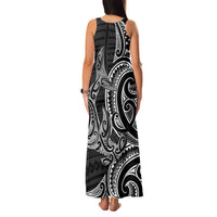 New Zealand Hammerhead Shark Family Matching Tank Maxi Dress and Hawaiian Shirt Maori Haehae Mangopare Black LT14 - Polynesian Pride