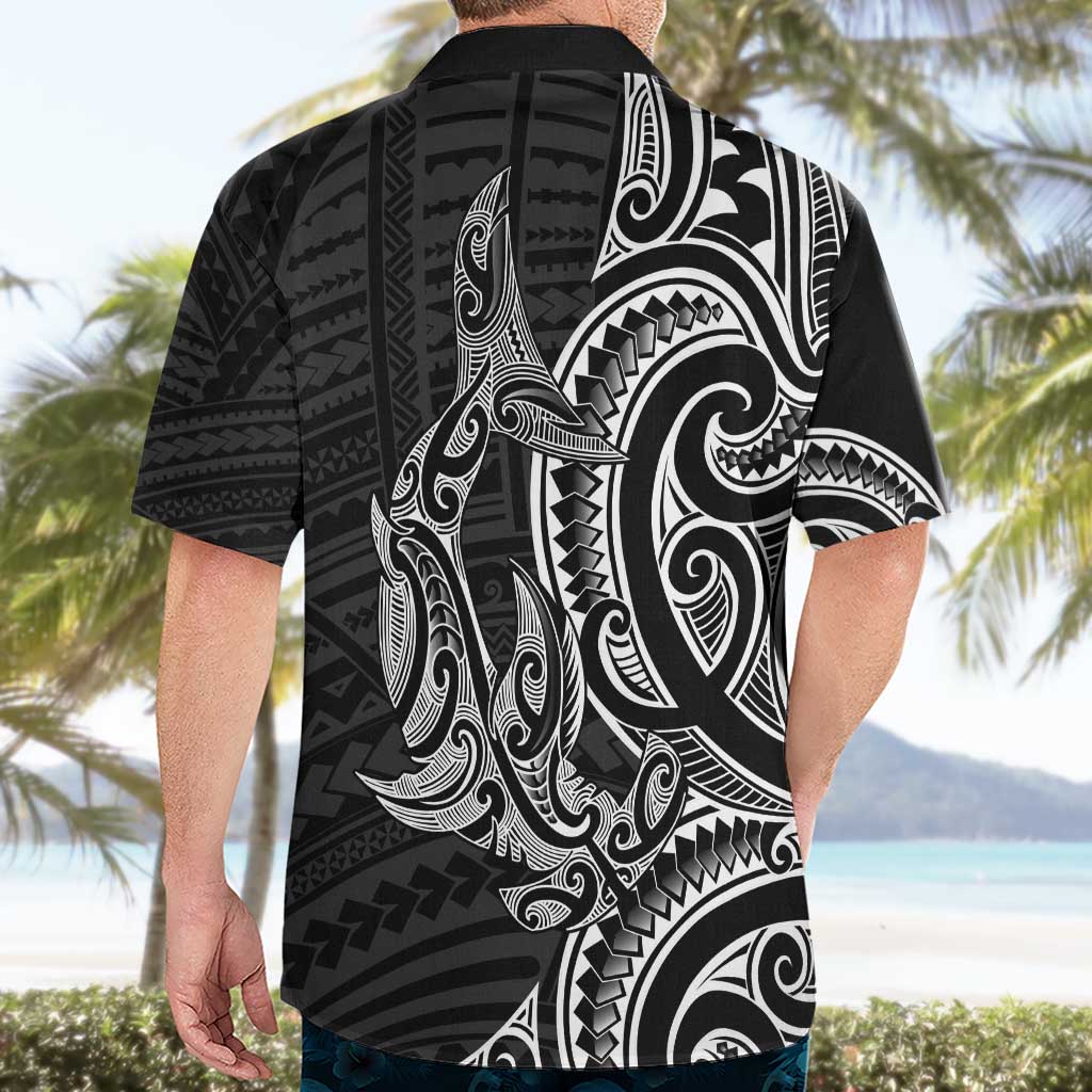 New Zealand Hammerhead Shark Hawaiian Shirt Maori Haehae Mangopare Black LT14 - Polynesian Pride