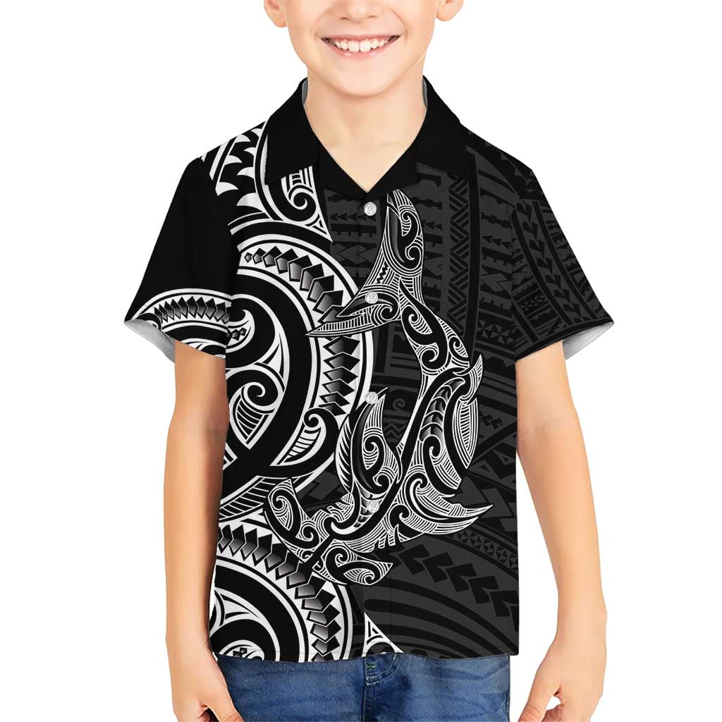 New Zealand Hammerhead Shark Hawaiian Shirt Maori Haehae Mangopare Black LT14 - Polynesian Pride