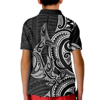 New Zealand Hammerhead Shark Kid Polo Shirt Maori Haehae Mangopare Black LT14 - Polynesian Pride