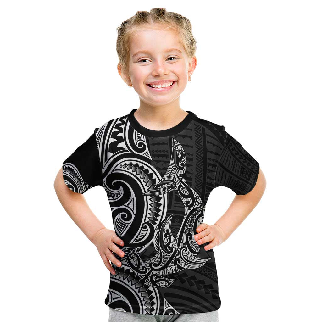 New Zealand Hammerhead Shark Kid T Shirt Maori Haehae Mangopare Black LT14 Black - Polynesian Pride