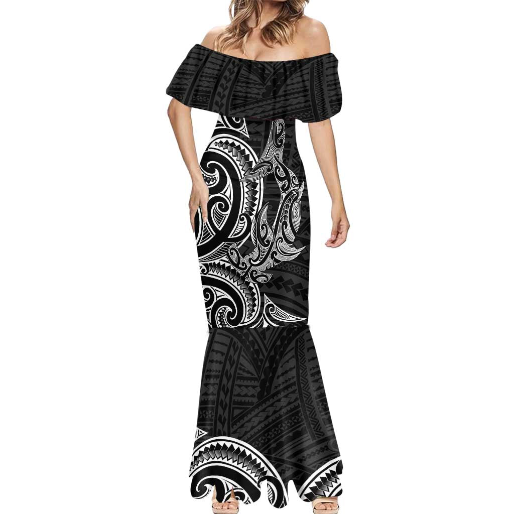 New Zealand Hammerhead Shark Mermaid Dress Maori Haehae Mangopare Black LT14 - Polynesian Pride