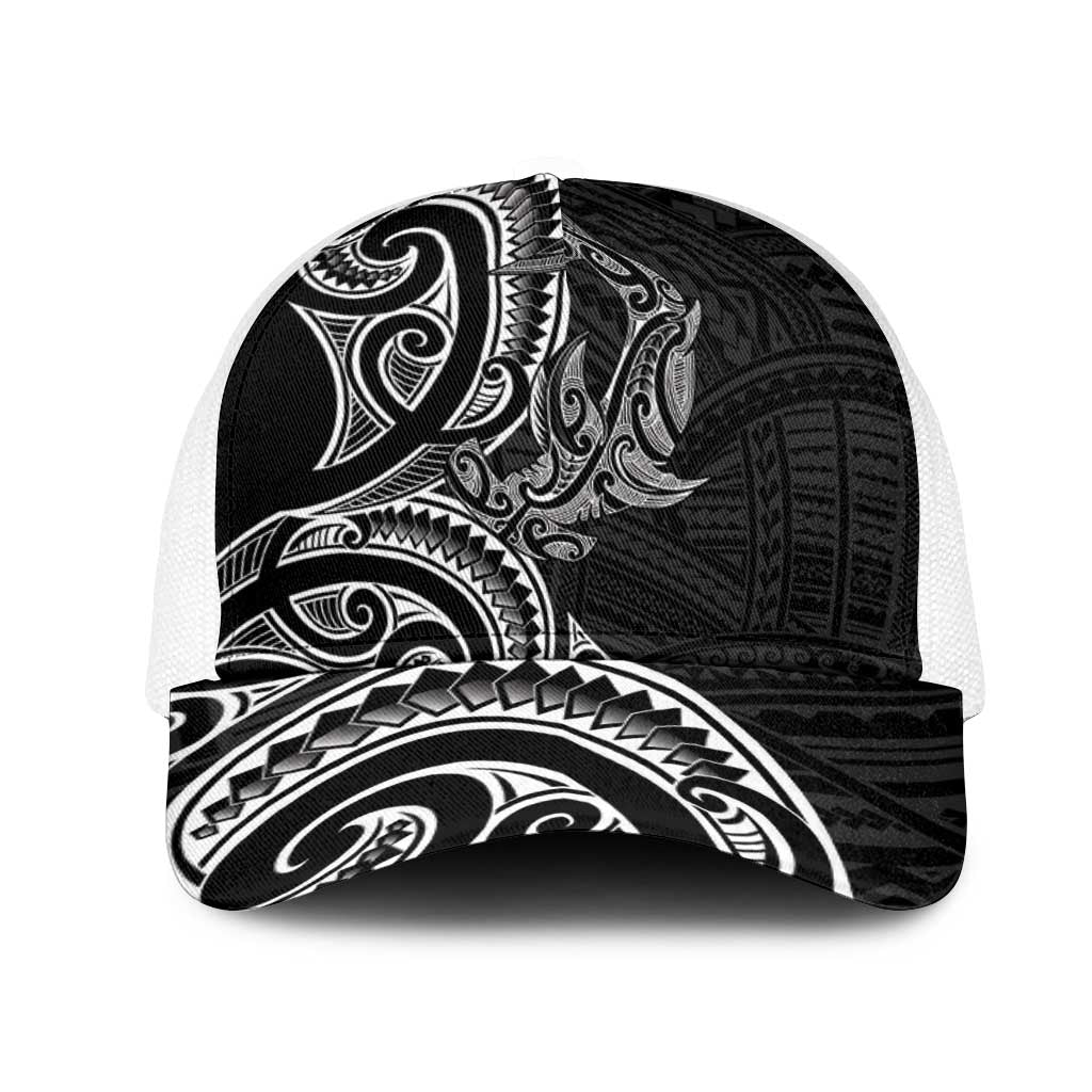 New Zealand Hammerhead Shark Mesh Trucker Cap Maori Haehae Mangopare Black - Polynesian Pride