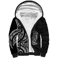 New Zealand Hammerhead Shark Sherpa Hoodie Maori Haehae Mangopare Black LT14 Unisex Black - Polynesian Pride
