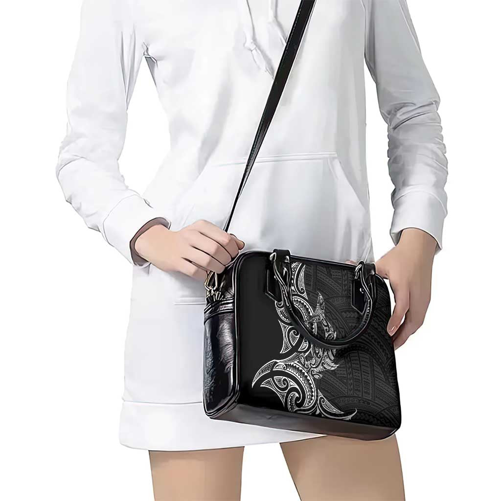 New Zealand Hammerhead Shark Shoulder Handbag Maori Haehae Mangopare Black - Polynesian Pride