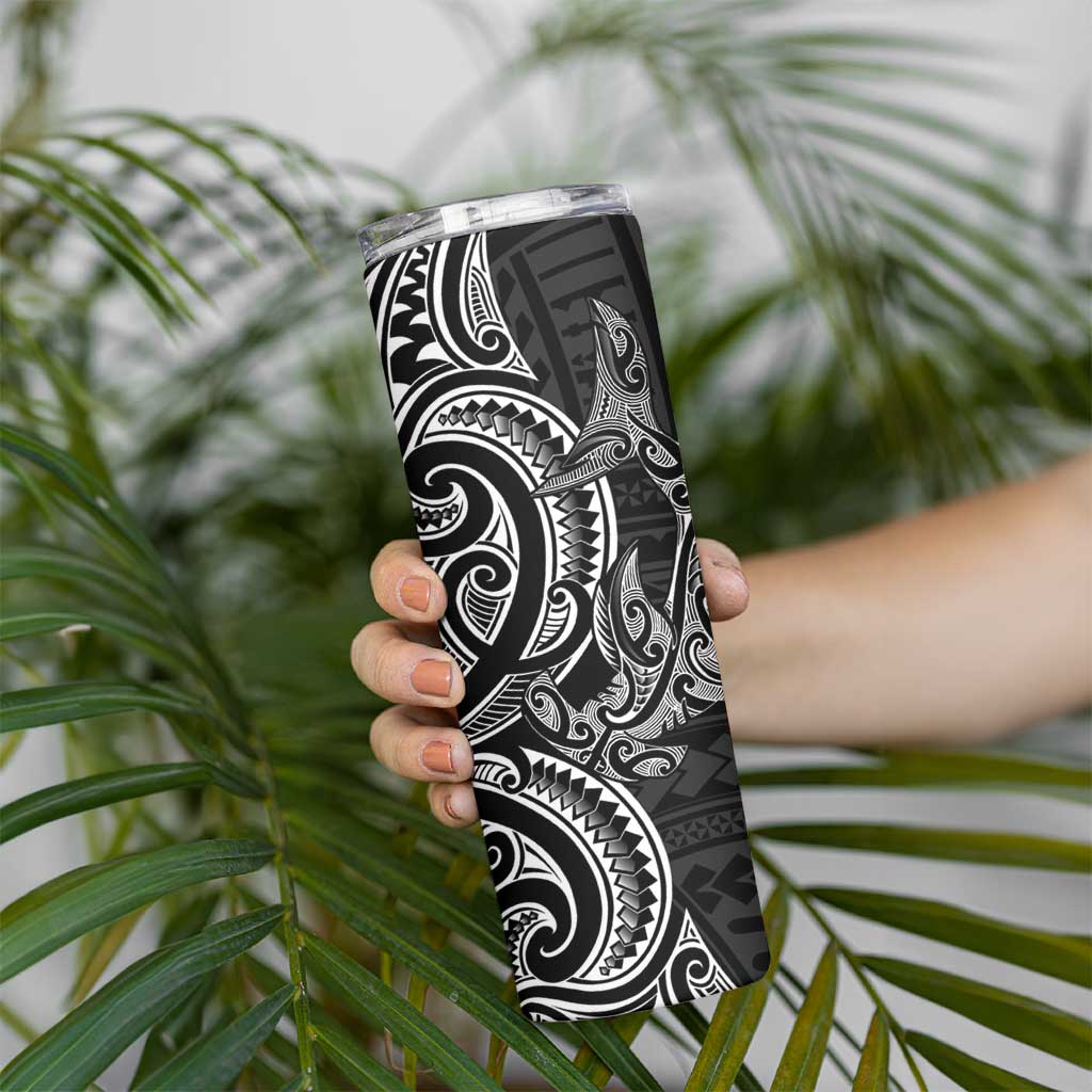 New Zealand Hammerhead Shark Skinny Tumbler Maori Haehae Mangopare Black LT14 - Polynesian Pride