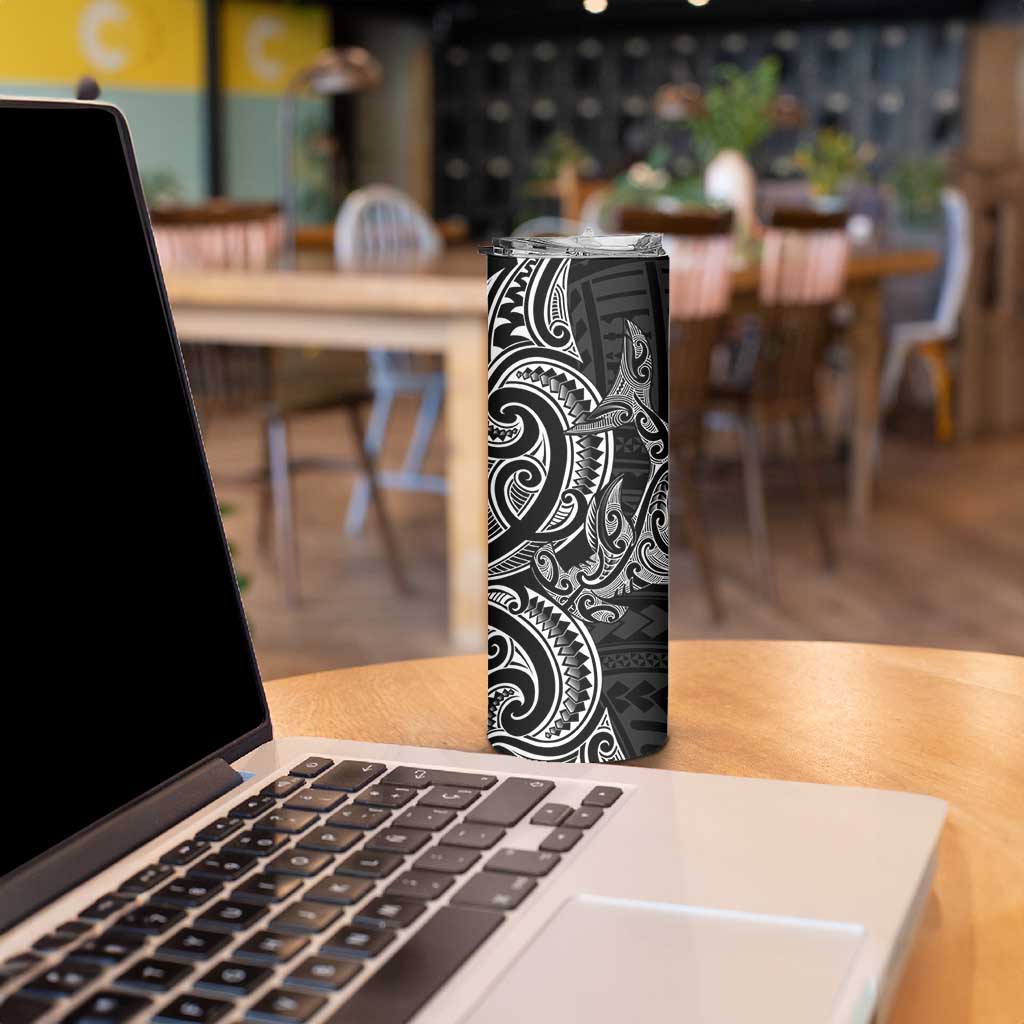 New Zealand Hammerhead Shark Skinny Tumbler Maori Haehae Mangopare Black LT14 - Polynesian Pride