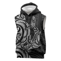New Zealand Hammerhead Shark Sleeveless Hoodie Maori Haehae Mangopare Black LT14 Black - Polynesian Pride