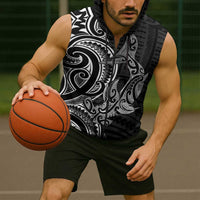 New Zealand Hammerhead Shark Sleeveless Zip Hoodie Maori Haehae Mangopare Black LT14 - Polynesian Pride