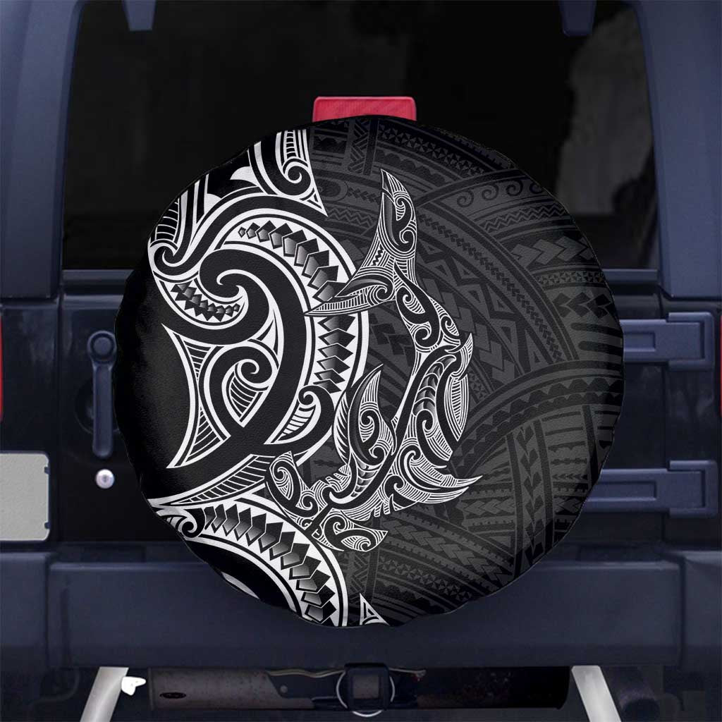 New Zealand Hammerhead Shark Spare Tire Cover Maori Haehae Mangopare Black LT14 No hole Black - Polynesian Pride