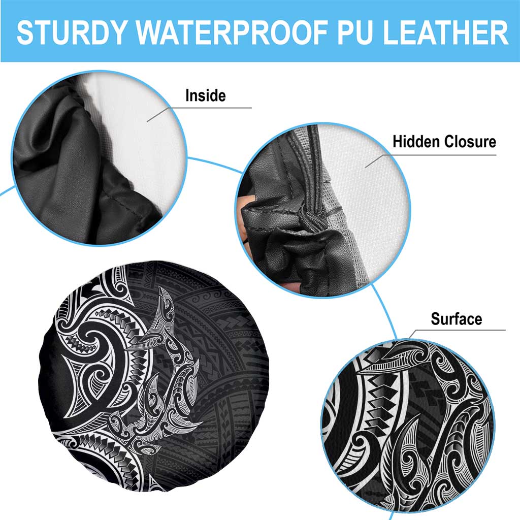 New Zealand Hammerhead Shark Spare Tire Cover Maori Haehae Mangopare Black LT14 - Polynesian Pride