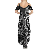New Zealand Hammerhead Shark Summer Maxi Dress Maori Haehae Mangopare Black LT14 - Polynesian Pride