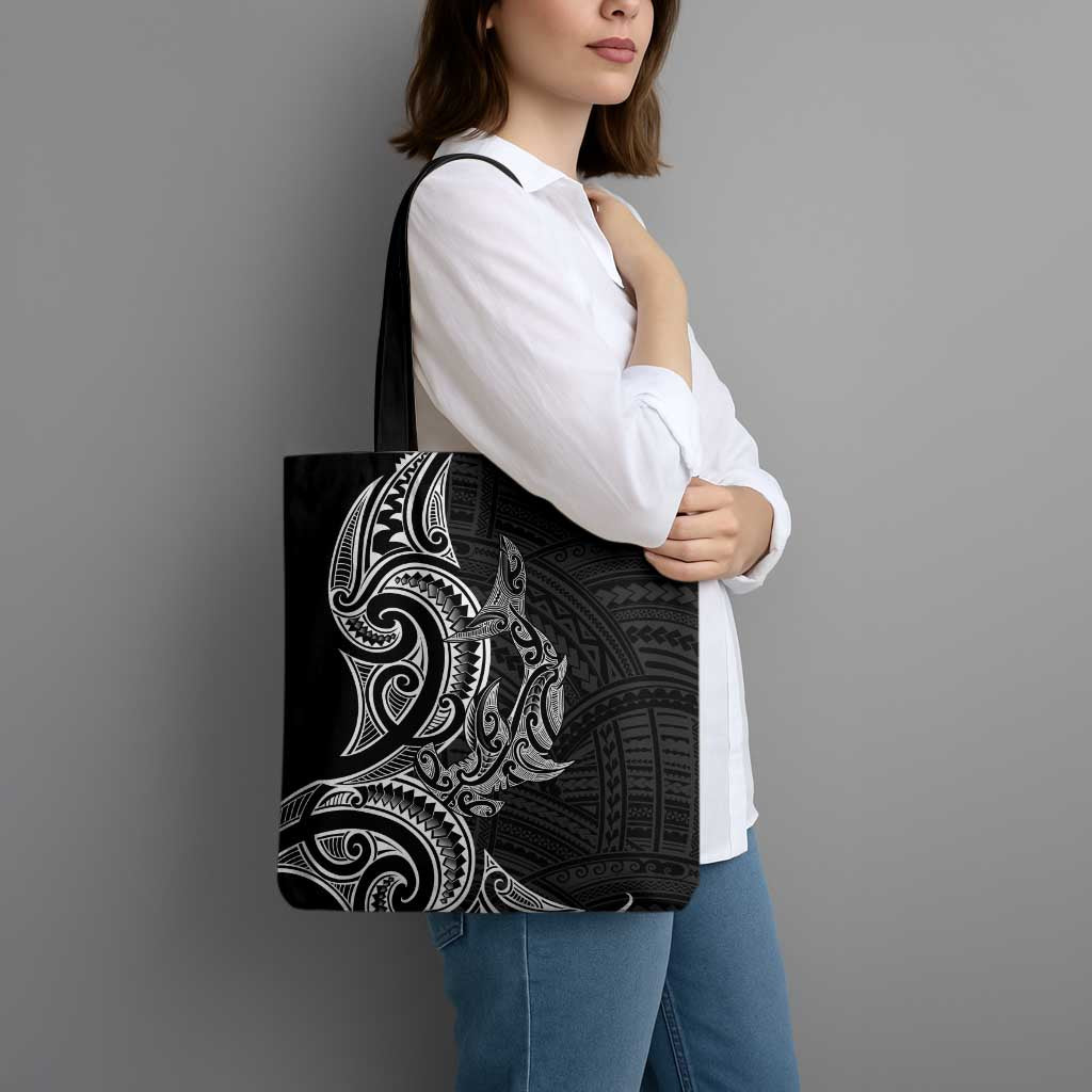 New Zealand Hammerhead Shark Tote Bag Maori Haehae Mangopare Black - Polynesian Pride